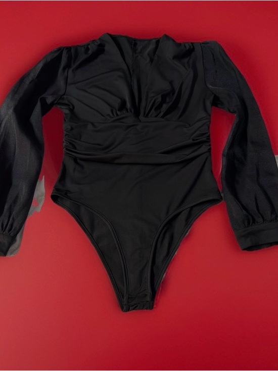 Lyaner Pants - LYANER Women’s  bodysuit Black Long-Sleeve One-Piece